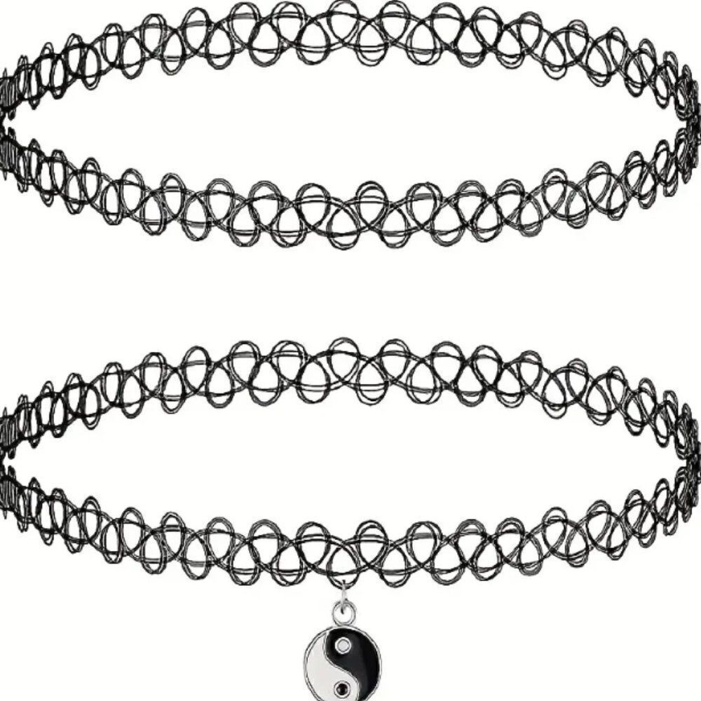 2pcs Tai Chi Ying Tang Pendant Collars Elastic Choker Necklaces For Women